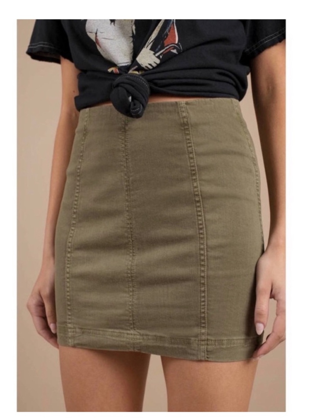 Free People Olive Paneled Mini Skirt